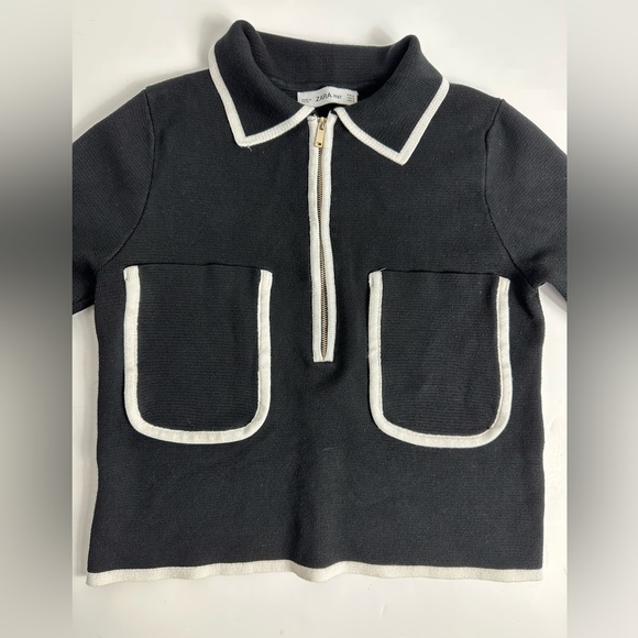 Zara Black & White Knit Blouse - Picture 5 of 9